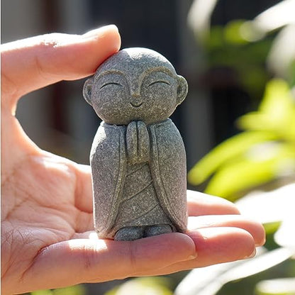 OwMell Japanese Jizo Monk Buddha Statue Figurine Aquarium Garden Decor - color: Namaste