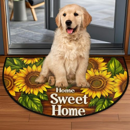 Flowers Sunflowers Half Round Rug Half Moon Door Mat Half Circle Rugs - color: A:a-color 14