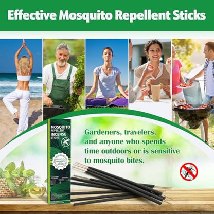 Extra Large Mosquito Repellent Sticks 24 Pack, Natural Outdoor Patio Mosquito Deterrent, Long-Lasting 2-Hour Burn Time, Safe for Family Pets Effective Bug Control - color: Pure Black
