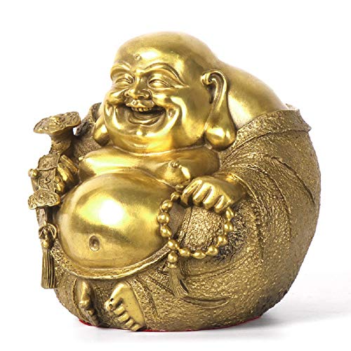 Charm Fengshui Products Laughing Buddha Statue Maitreya Figurine,Brass Buddhas Statues and Sculptures for Home and Office Decor & Car Ornaments,Creative Decorations Happy Buddha (Medium) - size: Medium