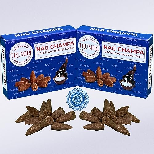 TRUMIRI Nag Champa Backflow Incense Cones - 20 Count (Pack of 2) - color: Nag Champa, size: Pack of 2 (20 Cones)