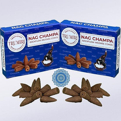 TRUMIRI Nag Champa Backflow Incense Cones - 20 Count (Pack of 2) - color: Nag Champa, size: Pack of 2 (20 Cones)