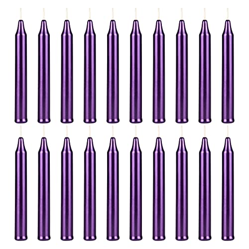 Mega Candles Mini Taper Chime Spell Candle 20 Count 4" x 1/2" Mtl D-Purple - color: Metallic Dark Purple, size: 20 Pieces