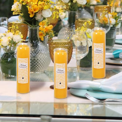 KONNI Pillar Candles in Glass Set of 3, 2x8 Inch Yellow Candle - color: Yellow