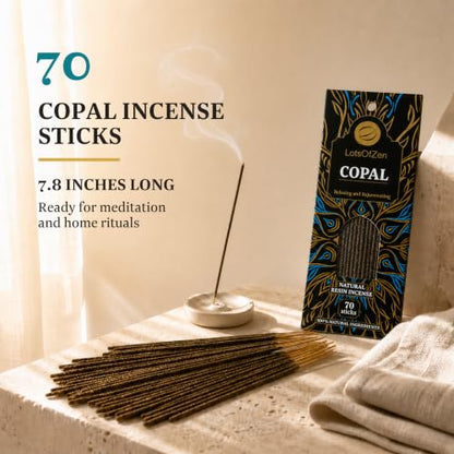 LotsOfZen White Copal Incense Sticks, 70 Count, Long Burning, Charcoal-Free - color: Copal