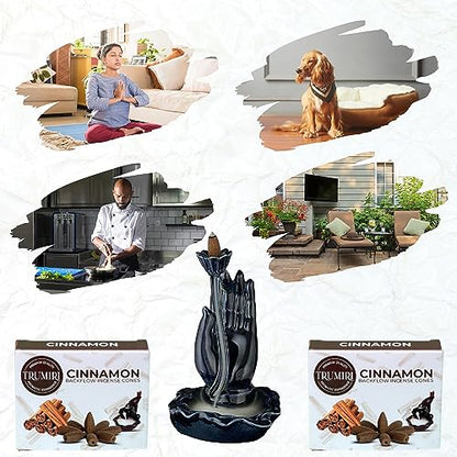 Cinnamon Backflow Incense Cones - Dual Pack of 10 Cones - Waterfall Incense - color: Cinnamon, size: Pack of 2 (20 Cones)
