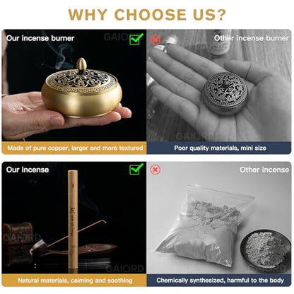 29 Pc Brass Incense Burner Kit for Powder Stick Cone Coil (Glod)