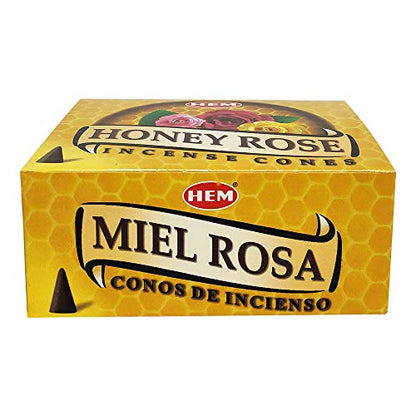 TRUMIRI Incense Cone Holder Bundle with Hem Honey Rose Incense Cones - Pack of 12 (Approx 120 Cones) - color: Honey Rose