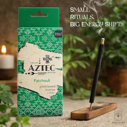Soul Sticks Aztec Cinnamon Resin Incense Sticks, 90 Hrs Burn Time – 100% Natural, Hand-Rolled & Slow-Burning 6 Pcs| Artisan Blend for Yoga, Meditation, Relaxation, Aromatherapy (Patchouli) - color: Patchouli