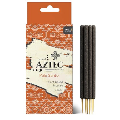 Soul Sticks Aztec | 6pc Hand Rolled Artisan Sticks for Space Clearing and Removing Negative Energy Non-Toxic Hand Crafted Plant Based Incense (Palo Santo) - color: Palo Santo