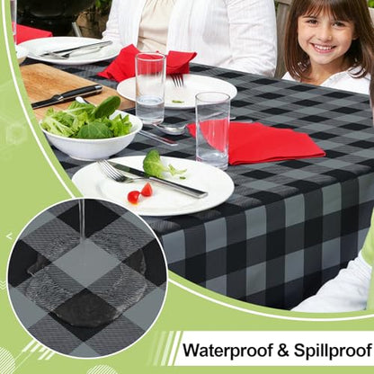 Smiry Picnic Table Cloth, Vinyl Tablecloths with Flannel Backing, 60"x120" - color: Black & Grey, size: 120" x 60" (Rectangular)