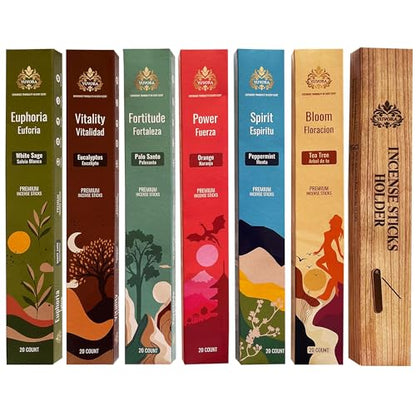 Aromatic Incense Sticks Gift Set – 120 Natural & Non-Toxic Incense Sticks | 6 Soothing Scents | Home, Meditation, Relaxation & Yoga | Free Incense Holder | Inciensos - Gifts for Women