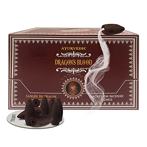 Dragon's Blood Backflow Incense Cones for Waterfall and Mat Bundle Inciensos Aromaticos|Incienso|Inciense|Insienso - color: Dragon's Blood