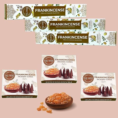 Frankincense Scented Incense Sticks & Incense Cones Combo Pack - 60 Insence-Sticks + 30 Insence Cones - Inscense - Incense Cones Scented - Insents - color: Frankincense