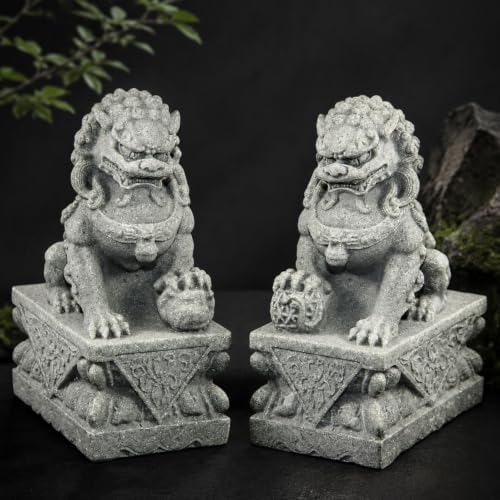 Guardian Lion Sandstone Figurine 2pcs Mini Asian Fu Foo Dogs Statues Pets Fish Tank Aquarium Ornaments, Feng Shui Decorations, Landscape Accessories - color: Lions