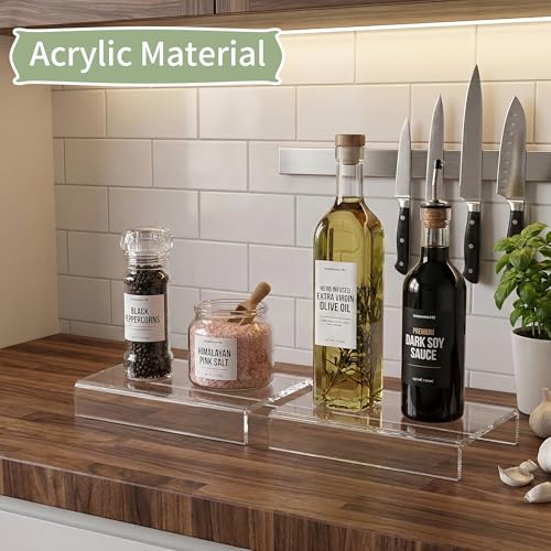 Acrylic Shelf Riser 6x3.9x1 pack of 2, Countertop Acrylic Display Storage Organizer for Shoes, Glasses, Plants, Home Decors, Perfume, Books, Dolls, 6x3.9x1 Inch - size: 6x3.9x1 Inch
