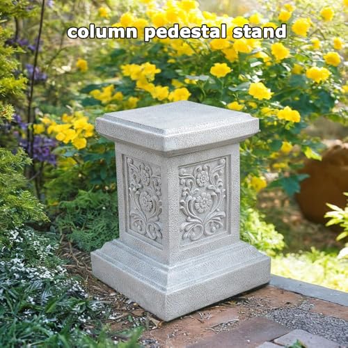 Classic Statuary Stand Outdoor Pedestal Sculpture Decor Plinth Base Riser, Garden or Home Resin Statuary Pedestal, 12.6" Tall, 7.3 Pounds