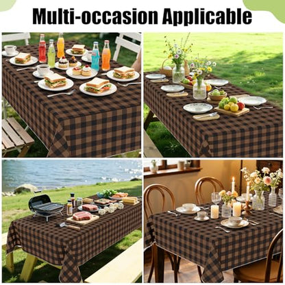 Smiry Picnic Table Cloth, Vinyl Tablecloths with Flannel Backing, 60"x120" - color: Black & Brown, size: 120" x 60" (Rectangular)
