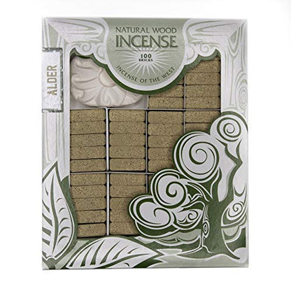 Incienso de Santa Fe - Alder Natural Wood Incense Bricks with Holder, 100 Count - Made in the USA - color: Alder, size: 100