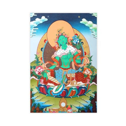 Mother Goddess Green Tara Tibetan Thangka Canvas Poster Wall Art Prints Room Aesthetic Murals Bedroom And Living Decorations Unframe 16x24inch - size: Unframe 16x24inch