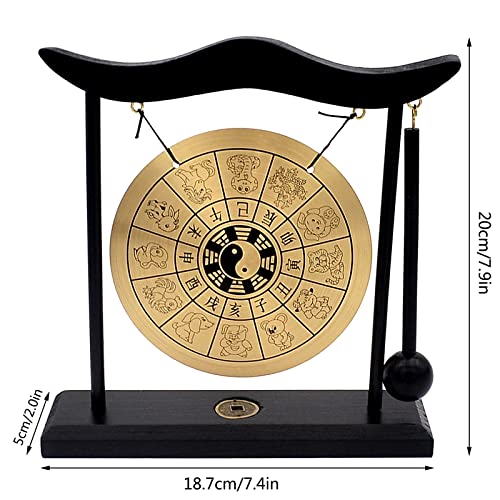 Feng Shui Brass Gong Desktop Zen Art for Fortune + Free Red String Bracelet H1304 - color: H1304