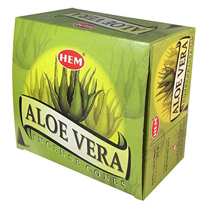 Aloe Vera Incense Cones and Cone Incense Burner Bundle Insence Insense Hem Incense - color: Aloe Vera