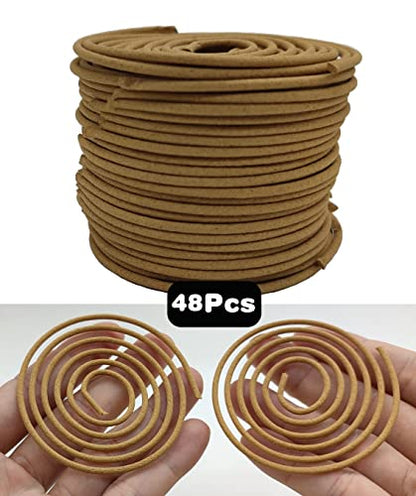 Coil Incense,Traditional spiraled Incense,Perfect for Meditation Spaces,Living Rooms,or Any Indoor Area Where You Want to Create a Relaxing Atmosphere. (48Sandalwood+48Agarwood) - color: 48sandalwood+48agarwood