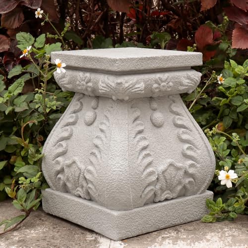 Outdoor Pedestal Stand for Garden Decor - ClassicalL Plinth Pedestal Stand for Statues, Decorative Garden Pedestals and Statue Stand, 12" Tall