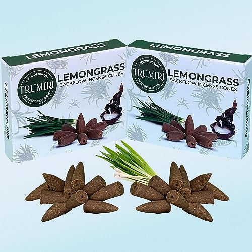 TRUMIRI Lemongrass Backflow Incense - Dual Pack of 10 Cones - Waterfall Effect - color: Lemongrass, size: Pack of 2 (20 Cones)