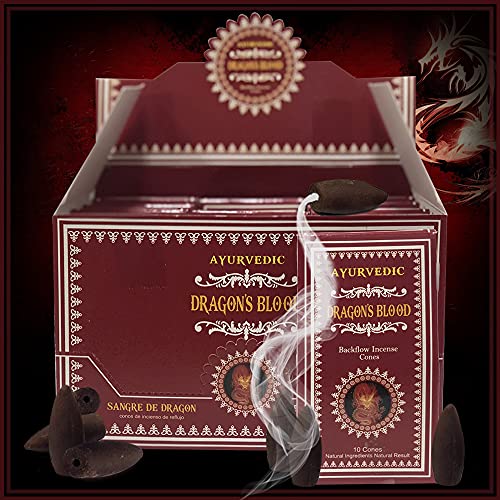 Dragon's Blood Backflow Incense Cones for Waterfall and Mat Bundle Inciensos Aromaticos|Incienso|Inciense|Insienso - color: Dragon's Blood