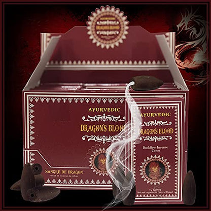 Dragon's Blood Backflow Incense Cones for Waterfall and Mat Bundle Inciensos Aromaticos|Incienso|Inciense|Insienso - color: Dragon's Blood