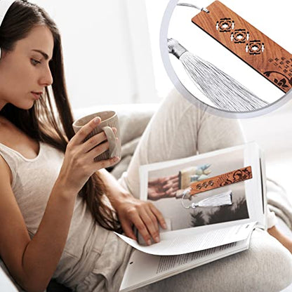 Outus 4 Pcs Wooden Bookmarks with Tassels for Book Lovers,Vibrant Style - style: Vibrant Style