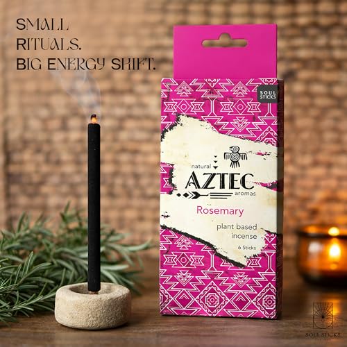 Soul Sticks Aztec Cinnamon Resin Incense Sticks Hand Rolled Artisan Resin 6pcs Perfect for Yoga Meditation Relaxation Aromatherapy Cleansing, & Witchcraft Supplies Long Lasting Slow Burn (Rosemary) - color: Rosemary