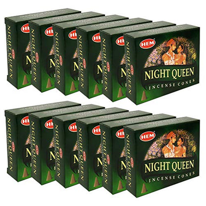 TRUMIRI Night Queen Incense Cone Bundle with Holder - 120 Cones (12 Packets of 10) - color: Night Queen