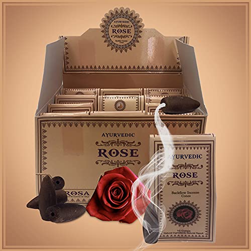 Rose Backflow Incense Cones for Waterfall and Mat Bundle Inciensos Aromaticos|Incienso|Inciense|Insienso - color: Rose