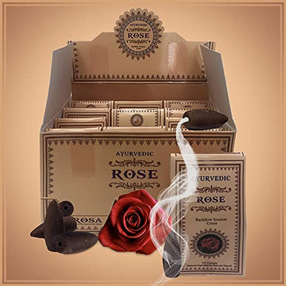 Rose Backflow Incense Cones for Waterfall and Mat Bundle Inciensos Aromaticos|Incienso|Inciense|Insienso - color: Rose