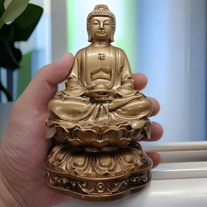 Resin Shakyamuni Buddha Statue 6" (Bronze Color) - color: 6" Bronze