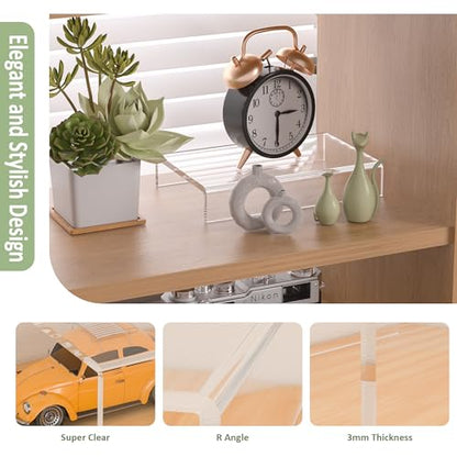 Acrylic Shelf Riser 6x3.9x1 pack of 2, Countertop Acrylic Display Storage Organizer for Shoes, Glasses, Plants, Home Decors, Perfume, Books, Dolls, 6x3.9x1 Inch - size: 6x3.9x1 Inch