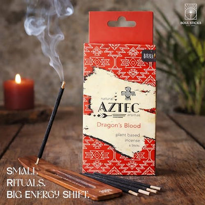 Soul Sticks Aztec Cinnamon Resin Incense Sticks, 90 Hrs Burn Time – 100% Natural, Hand-Rolled & Slow-Burning 6 Pcs| Artisan Blend for Yoga, Meditation, Relaxation, Aromatherapy (DragonBlood) - color: Dragon Blood