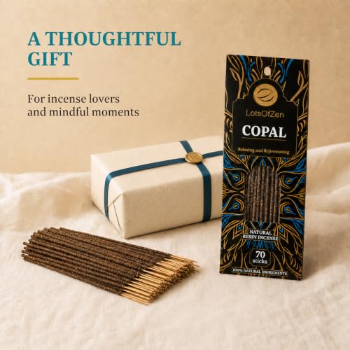 LotsOfZen White Copal Incense Sticks, 70 Count, Long Burning, Charcoal-Free - color: Copal