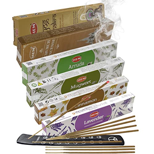 Hem Incense Sticks Variety Pack Masala Series and Holder Burner Bundle with 6 Unique Fragrances - color: Unique Fragrances