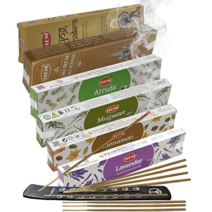 Hem Incense Sticks Variety Pack Masala Series and Holder Burner Bundle with 6 Unique Fragrances - color: Unique Fragrances