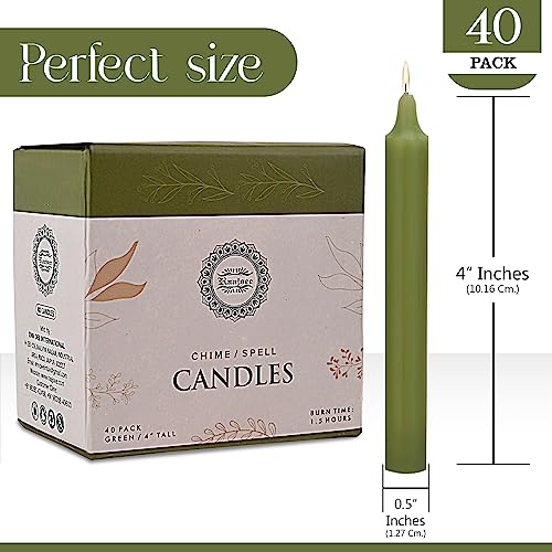 Raajsee Unscented Mini Taper Candles (Green) – 4 Inch Height × 0.5 Inch Diameter | Smokeless & Dripless | Paraffin Wax with Cotton Wicks | Long Burning (Pack of 20) - color: Green, size: 4 Inch - Pack of 40