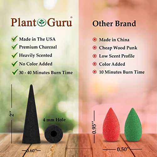 Peppermint Charcoal Incense Cones 2" BACKFLOW - 60 Pack Bulk - Natural Scented Cones Handmade Hand Dipped