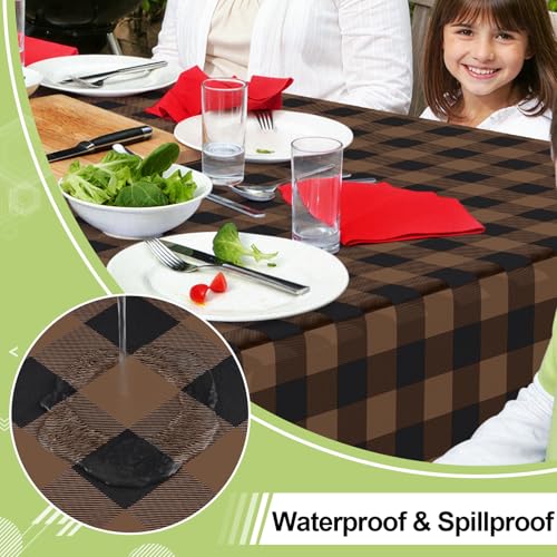 Smiry Picnic Table Cloth, Vinyl Tablecloths with Flannel Backing, 60"x120" - color: Black & Brown, size: 120" x 60" (Rectangular)