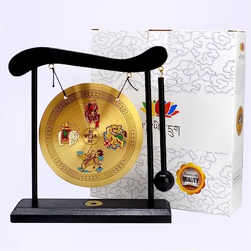 Feng Shui Brass Gong Four Divine Beasts Bring Wealth and Treasure Desktop Decoration - color: Fh1308