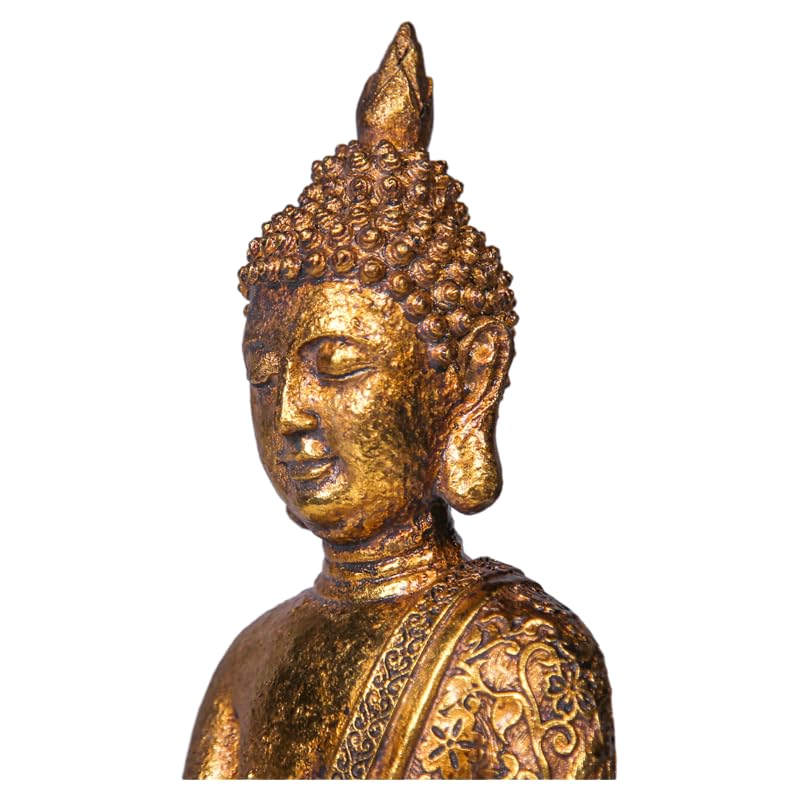 Golden Resin Seated Buddha Statue - 11.42 Inches