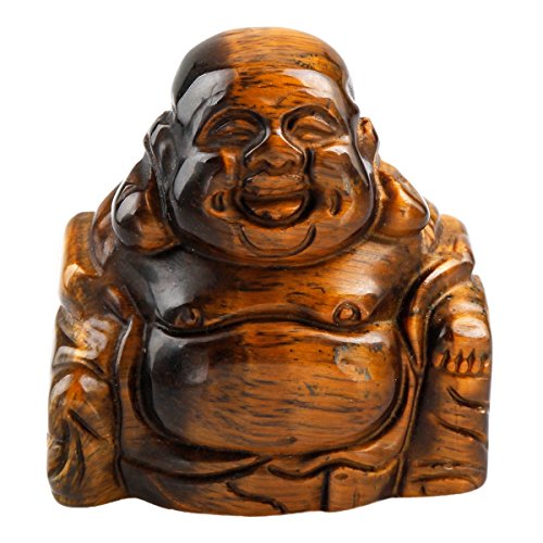 Rockcloud 1.5" Tiger's Eye Stone Laughing Happy Buddha Feng Shui Figurine - color: Tiger's Eye