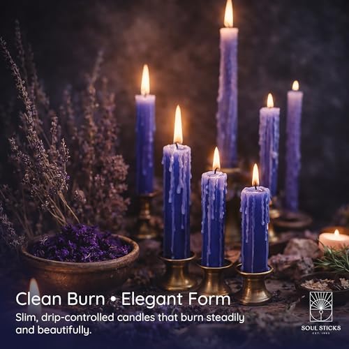 SOUL STICKS Tranquility Magic Spell Chime Taper Candles 20 Pack - Ideal for Altar, Rituals, Ceremonies, Meditation Blue Tapered Candle for Witchcraft Supplies, Wiccan Supplies, Candles Clearance - color: Tranquility Light Blue Chime Candles