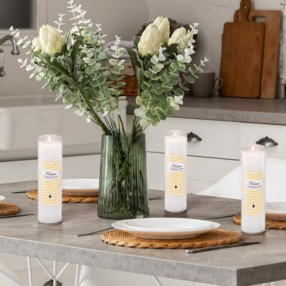 KONNI Pillar Candles in Glass Set of 3, 2x8 Inch White Candle - color: White
